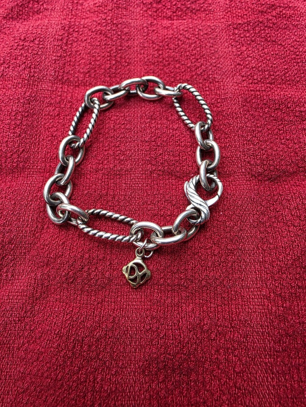 David Yurman Silver Cable and Link Chain Bracelet